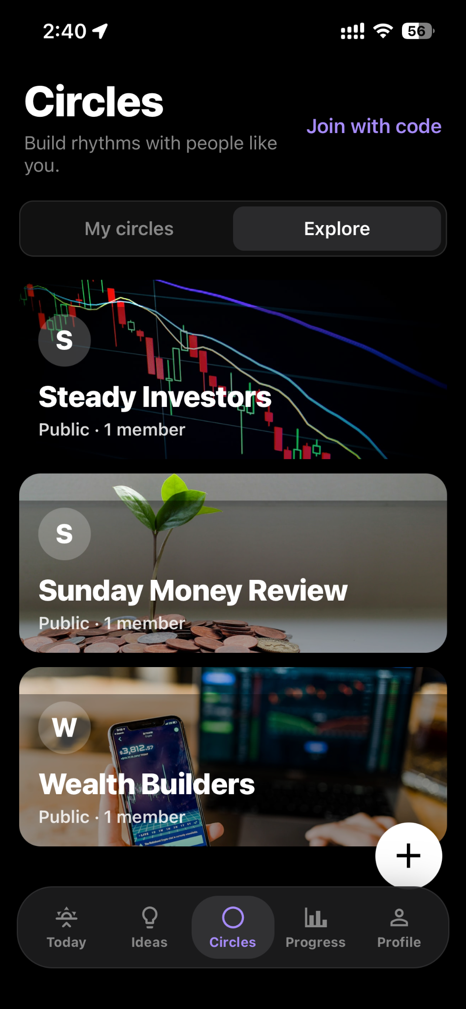 Circles screen